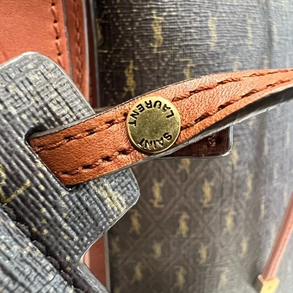 Saint Laurent Le Monogramme leather-trimmed printed coated-canvas bucket bag - Picture 11 of 16